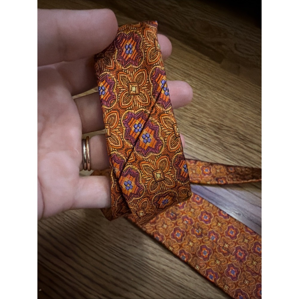 Robert Talbott Men's Designer Tie Orange Red Floral Necktie